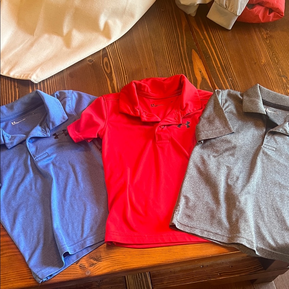 Under Armour Kids Polo Shirts in Red, Blue, and Gray